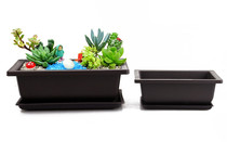 Household simple plastic flowerpot rectangular square indoor and outdoor environmentally friendly thickened antique imitation purple sand fleshy pot