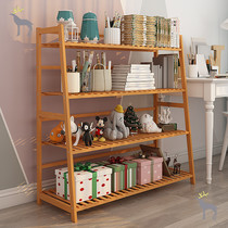 Solid wood storage rack Living room bookshelf Floor-to-ceiling multi-layer toy storage rack Home bedroom free hole simple storage rack