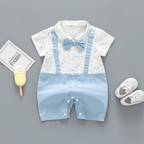 Baby conjoined clothes spring and autumn pajamas newborn clothes air conditioning clothing women long sleeves thin mens baby cotton summer
