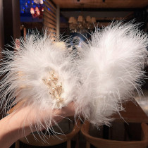 Feather hair card tiara fairy Super fairy hair hairclip girl side clip ancient style Hanfu hair jewelry