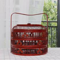 Creative basket mooncake box Bamboo wood bamboo basket decoration Wedding gift gift box Retro food box Food delivery dowry