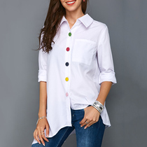 5XL Women Office Button Blouses Tops Summer Lady Shirts