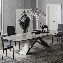 Nordic marble dining table post-modern minimalist personality dining table and chair combination designer Italian light luxury rectangular table