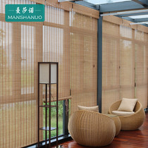 Bamboo curtain curtain roller curtain retro curtain decoration partition shade balcony home study Tea Room hand pull lift curtain