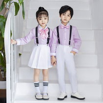 Boys Shirt Set British Style Middle Boy Shirt Dress Performance Clothes Childrens Host Dress