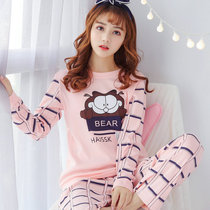 Pure Cotton Pyjamas Lady Spring Autumn Season Long Sleeves Fashion Thin style All cotton cute loose casual Home Suits Suit Students