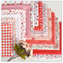 DIY hand patchwork head cotton bed pastoral plant printing and dyeing fabric twill cotton cloth beautiful red