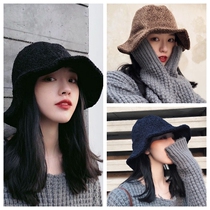 Japanese autumn and winter lotus leaf side fishermans hat Han version day department 100 hitchhiking face small sheep plush warm basin cap child tide