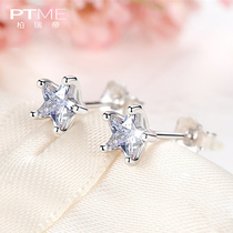 Sterling silver earrings female earrings Mini small ear bone nails star synthetic crystal net red Korean simple ear jewelry small