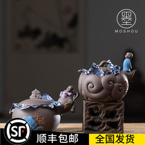 Mo Shou Yixing Zisha little monk tea pot small ceramic jar Puer tea bulk tea storage sealing tank