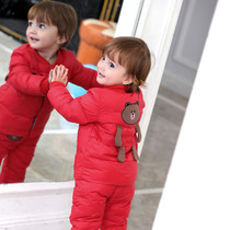 Anti-season Childrens down jacket light and thin newborn baby baby boy boy girl down set two-piece set