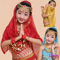 Childrens Indian dance performance practice gauze belly dance headgear lace gauze necklace earrings finger bracelet