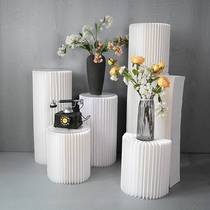 Wedding Scene Arrangement Shop Window Decoration Pendulum piece Deformed Folded Column Folded Cylindrical Dessert Table Origami Roman Column Road Citation