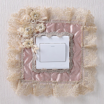 Switch protective cover Fabric lace double switch stickers wall stickers creative European-style living room bedroom light socket decoration