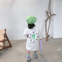 Leisure Girls Long Sweater T-shirt Baby Dress Children Alphabet Printing Joker Long Sleeve T Skirt 693