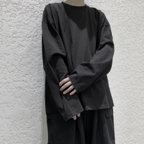 Dark Ensemble Mens Clothing Oversize Black T-Shirt Male Long Sleeve Round Collar Guard Clothing Japan Fold Wearing Loose Ins abstinence