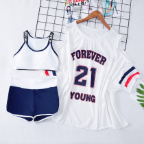 Korean version of hipster girls swimsuit children 12-15 years old student girl sports Conservative flat angle split swimsuit