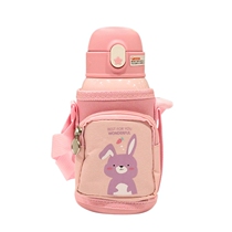 Double lid dual-purpose childrens thermos cup 316 stainless steel kettle with straws Kindergarten students men and women portable water cups