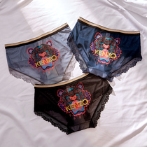 Lady Ultra Slim Sexy Net Yarn Pants Woman Mid Cashew Lace Personality Exploits in Europe and America Great Code Fire Spicy Seduction Briefs