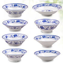 Dense Amines Cutlery Imitation Porcelain Green Flowers Large Bowl Restaurant Hotel Commercial Hot Pot Plastic Taste Thousands Noodle Bowl Disc Soup Bowl Composition