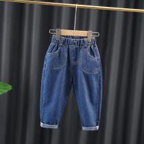 Childrens clothing boys jeans spring and autumn 2021 new childrens trousers baby loose pants spring and autumn children