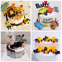 Birthday decoration engineering car motorcycle car Lamborghini excavator crane boy