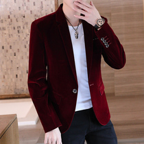 Mens Small Suits Fashion Casual Gold Velvet Western Suit Spring Autumn Jacket Youth Hair Stylist Sashimi Blouses