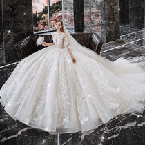 Light wedding dress 2021 new bride winter temperament big tailing heavy industry main yarn Palace wind pregnant women in winter