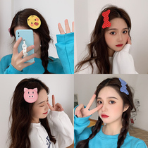 4 sets of cute text bangs broken hair finishing artifact emoji bag Velcro female headwear hair stickers broken hair stickers