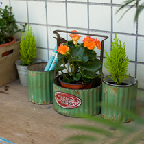 Foreign trade Garden groceries-French wave tattoo green portable gardening personalized flower pot JARDIN nameplate flower pot