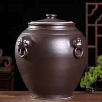 Jingdezhen antique ceramic rice cylinder with lid household 30kg 50kg noodle powder bucket kitchen grain storage tank