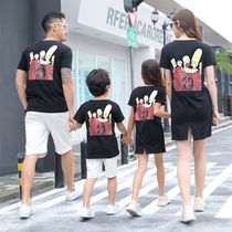 Parent-Child summer new 2020 mother and daughter dress short sleeve cotton T-shirt family three four shorts Family set