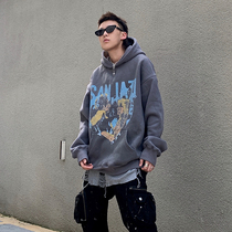 Sanjati Crane vintage love couple cotton hoodie hip hop plus velvet hoodie men and women with the same tide