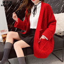 Spring coat womens cardigan 2020 autumn and winter new loose all-match lazy style thickened knitted sweater student top women