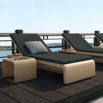 Outdoor rattan deck bed balcony deck chair swimming pool seaside beach leisure courtyard garden sun chair coffee table combination