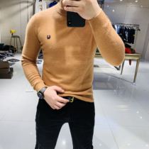 Mens 19 winter thickened tide brand simple warm slim-fit round neck pullover mink wool sweater color knitted sweater