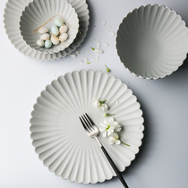 Duchio-style rice white ceramic dishes Dish Creativity Frosted Chamomile Household Refreshment Pan Sara Tray Cutlery