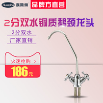 Hanston hot and cold water 2 points double outlet faucet gooseneck stainless steel faucet water purifier accessories 0785-Qena