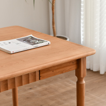 Nordic solid wood table home small-scale furniture white oak simple modern log table bench bench bench combination