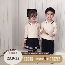 Youyou childrens clothing brothers and sisters British style Boys set college style girls skirt childrens sports leisure two-piece set