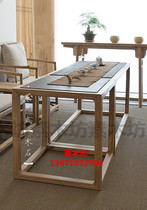 Modern new Chinese style simple tea table Old Elm solid wood paint-free furniture antique tea table kung fu tea table and chair combination