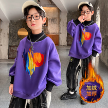 Boys vests 2021 new autumn childrens big children loose plus velvet padded boy jacket Korean autumn and winter