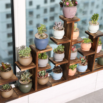 Solid Wood Floating Window Sill Multi-Meat Shelf Multilayer Indoor Living-room Living Room Table Small Flower Shelf Balcony Flowerpots Shelf decoration