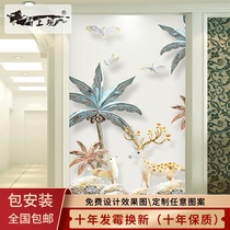 3D modern simple non-woven wallpaper European background wall Entrance background wall tile aisle corridor seamless wall cloth