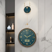 Light luxury wall clock calendar clock clock home living room Nordic creative clock modern simple calendar decorative hanging watch