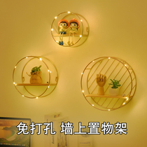 Net Red Ins Perforated Wall Shelf Creative Composition Wall Containing Living Room Decorative rack Dormitory Bed headboard