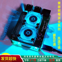 Raspberry Pi heat dissipation colorful color control LED atmosphere light dual fan adjustable speed compatible 3B 4B full series Universal