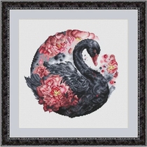 Cool breeze DMC line cross stitch kit living room new animal DW3147 black swan with flower print