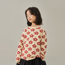 Pear small leisure childrens clothing 2021 autumn and winter new childrens foreign atmosphere in the big childrens pullover men and womens round neck small Flower sweater