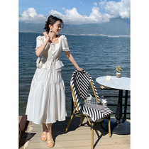 SYT Classic infinity 100 hitch black and white pure color half body skirt woman summer retro high waist umbrella skirt minimalist mid-length skirt